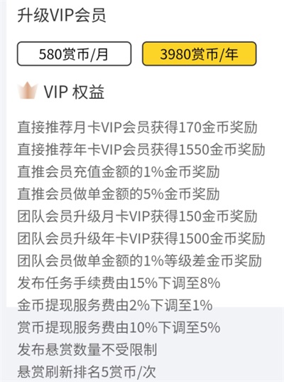 赏金榜升级VIP会员