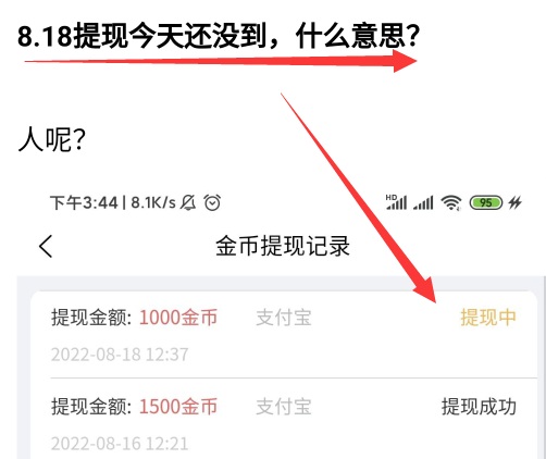 赏金榜提现不到账截图